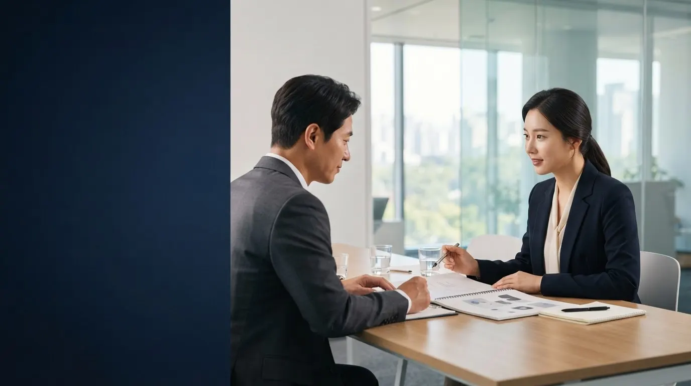파트너십 상담: 업무 협의를 나누는 두 사람