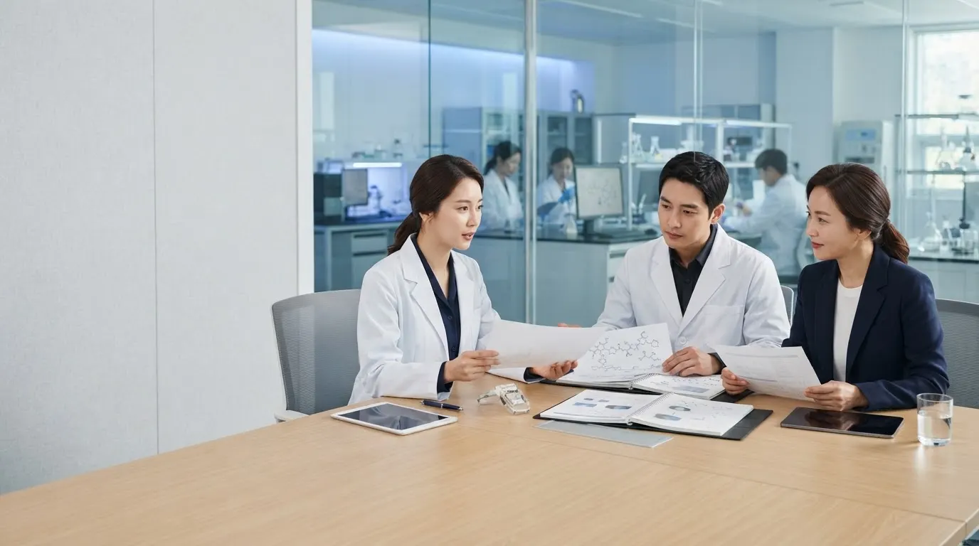 연구 협력: 연구원들이 연구 자료를 함께 검토하는 모습