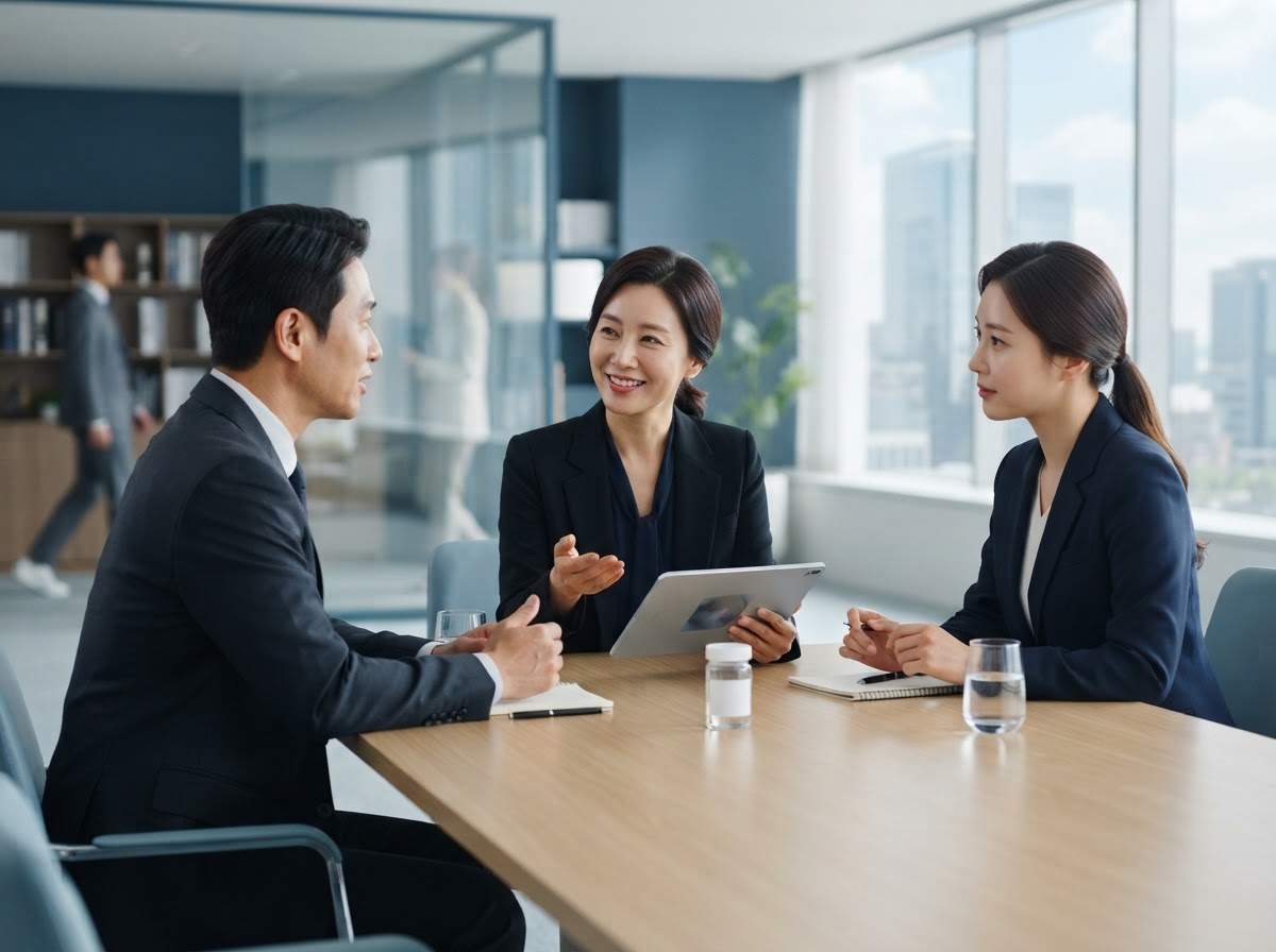 사업 파트너: 파트너십 미팅 장면